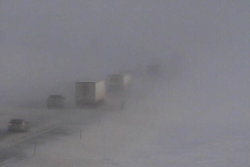 A camera image with low visibility.